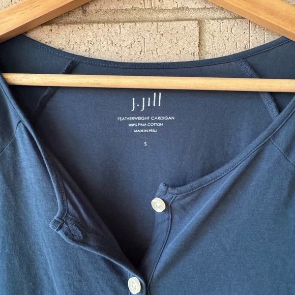 J. Jill Women's Navy Featherweight Cardigan Button Down - Picture 2 of 3